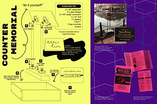 LEFT: “DIY Counter-Memorial Poster,” 2019; TOP RIGHT: Take Action Chapel Hill in collaboration with Julia Pulawski, “Negro Wench Memorial,” 2019; BOTTOM RIGHT:“Silent Sam’s Reckoning Zine,” 2019