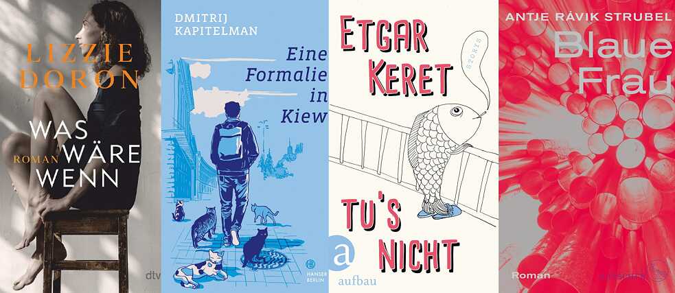 Buchtitel-Collage der diesjährigen Autoren und Autorinnen bei den Deutsch-Israelischen Literaturtagen in Berlin am 2. und 4. September 2021 | Collage: Goethe-Institut, Copryight: dtv, Hanser Berlin, aufbau, Fischer