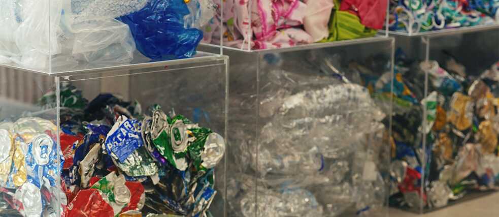 La basura compactada al salir de la máquina