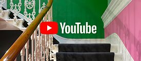 Treppenhaus des Goethe-Instituts London mit eingeblendetem Youtube-Logo