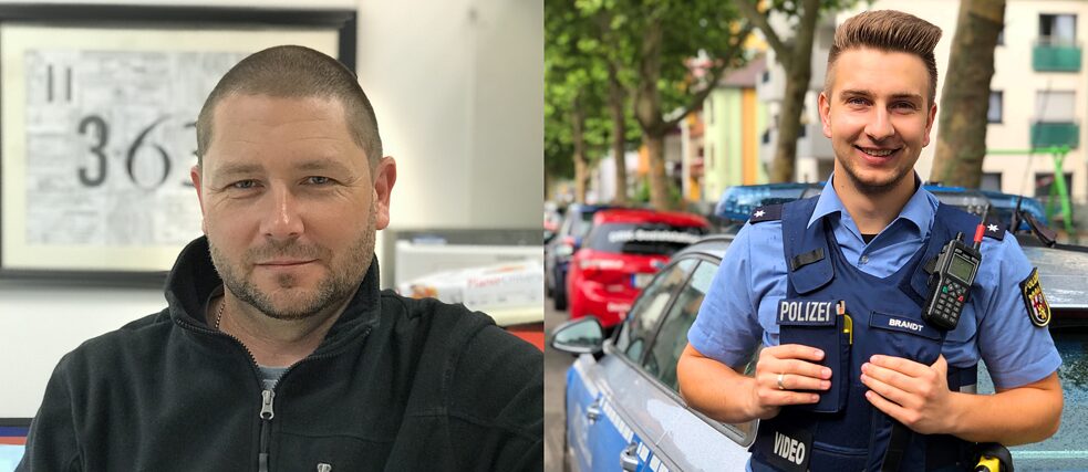 Der Kriminalhauptkommissar Dominic Gillot und Felix Brandt, der seit fünf Jahren bei der Polizei in Kaiserslautern arbeitet.