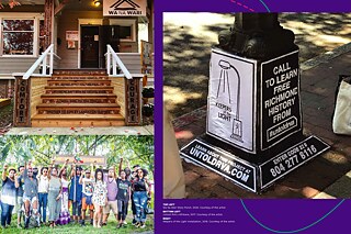 TOP LEFT: Wa Na Wari Story Porch, 2020; BOTTOM LEFT: Untold RVA x Afrikana, 2017; RIGHT: Keepers of the Light installation, 2018