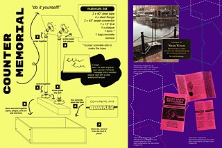 À GAUCHE : Affiche pour la fabrication d'un contre-mémoria, 2019; EN HAUT À DROITE : Negro Wench Memorial, 2019; EN BAS À DROITE : Silent Sam’s Reckoning Zine, 2019. 