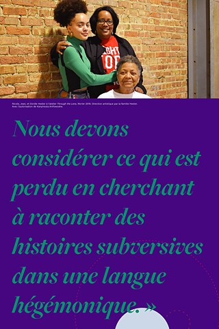 Nicole, Jean, et Dordie Hester à l'atelier Through the Lens, février 2019. Direction artistique par la famille Hester. 