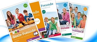 Collage aus den Lehrwerken des Hueber-Verlags