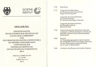 Einladung zur Eröffnung Riga
