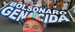 Racism – Luiz Mott at the demonstration against President Jair Bolsonaro in Salvador in July 2021.