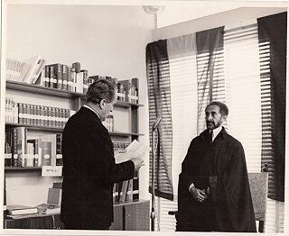 German ambassador Paulus von Stolzmann and Emperor Haile Selassie at the opening of the Goethe-Institut Addis Ababa in 1962. 