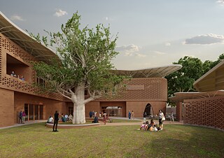 Rendering des Innenhofs des neuen Goethe-Instituts Dakar.