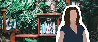 A jungle with a bookshelf