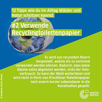 Infopost Recyclingtoilettenpapier, bemalte Rolle Toilettenpapier
