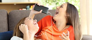 Women listen to music