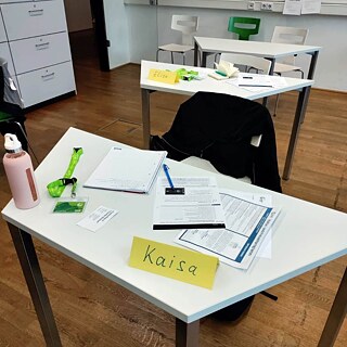 Deutsch lernen im Klassenzimmer.