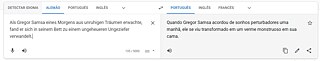 A versão do Google Translate de "A Metamorfose", de Franz Kafka