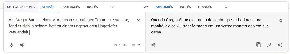 A versão do Google Translate de "A Metamorfose", de Franz Kafka