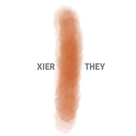 Wörter xier und they auf weißem Hintergrund.