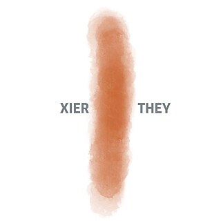 Wörter xier und they auf weißem Hintergrund.