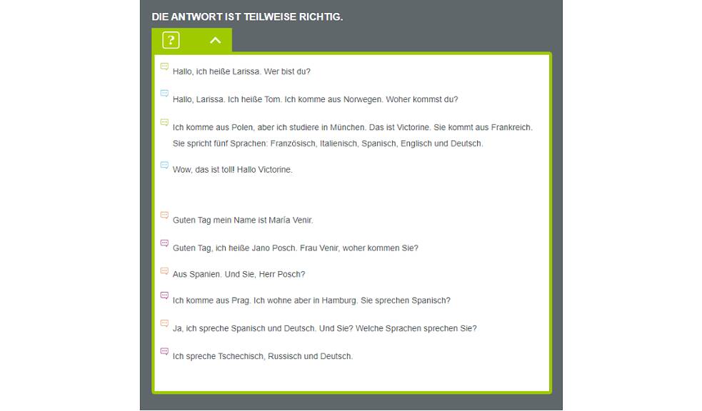 If you encounter any problems, the correct solution is available for each exercise.