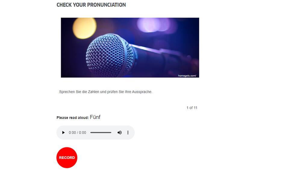 The German Online Training also contains exercises on pronunciation.