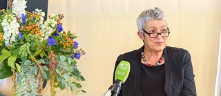Carola Lentz, President of the Goethe-Institut, during her opening speech in Riga. 