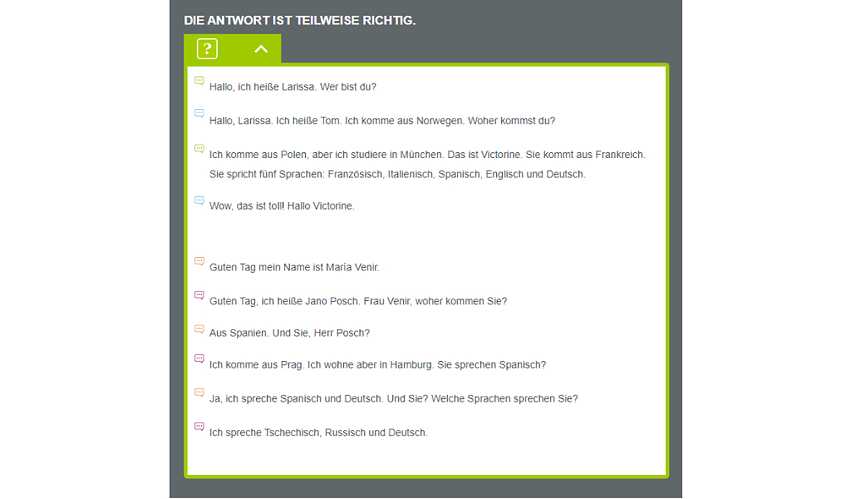 Wenn Sie Probleme haben, hilft Ihnen bei jeder Übung die richtige Lösung weiter.