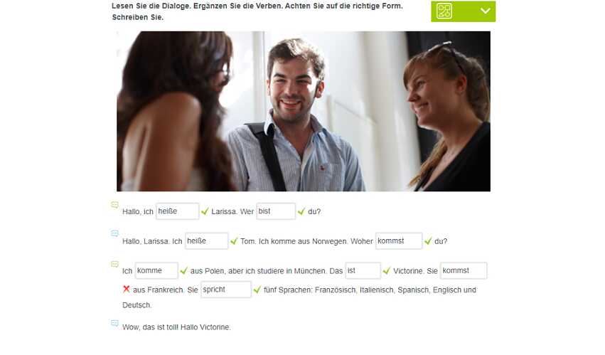 In den Übungen können Sie die Grammatik dann direkt anwenden.