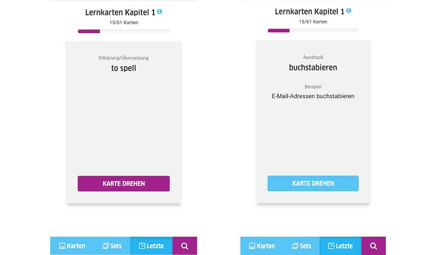 Mit dem mobilen Vokabeltrainer können Sie die Vokabeln auf Ihrem Handy lernen.
