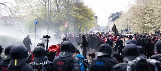 Neo-Nazis demonstrate on May 1, 2016, in Plauen, Saxony.