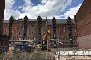 Eine Baustelle in der Speicherstadt