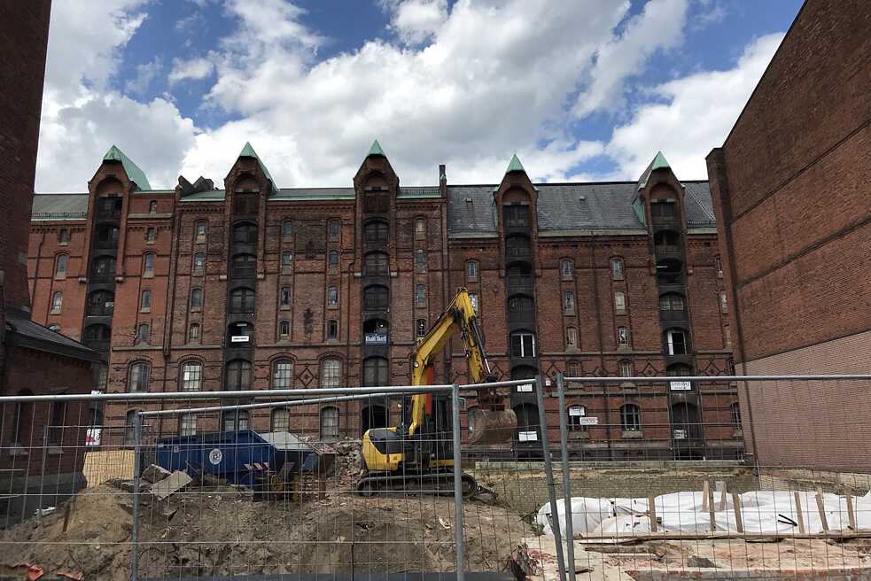 Eine Baustelle in der Speicherstadt