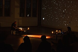 performance installation by Arshia Fatimah Haq with Raed Yassin, at District *School Without Center, photo: Kim Bode, 2021