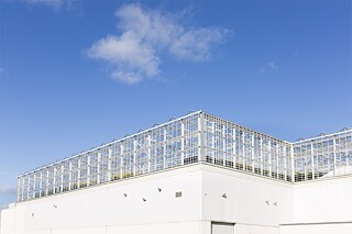 The rooftop greenhouse in the Laval district.