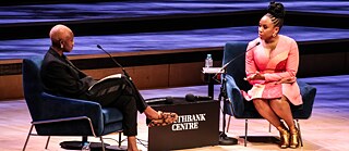 Latitude – Chimamanda Ngozi Adichie (right) in conversation with journalist Yomi Adegoke