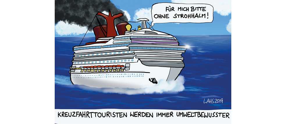 Beim Karikaturenpreis 2019 drehten sich viele Einsendungen um den Klimawandel und die oft scheinheiligen, vermeintlichen Lösungen – wie hier beim Newcomer-Preis...