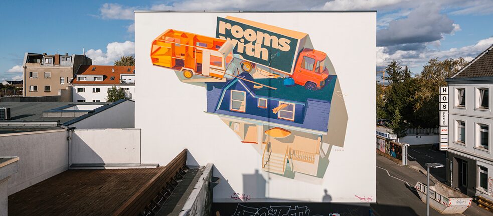 “Rooms” de ZOER, también conocido como Frédéric Battle, es una obra creada en el Festival City Leaks de Colonia en 2019.
