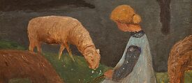 “Sitzendes Mädchen mit Schafen am Weiher I”, um 1903 (Paula Modersohn-Becker)