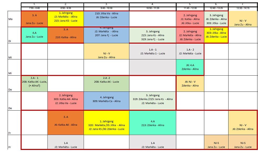 Mein Stundenplan (hier sieht man die Benennung der Klassenstufen)