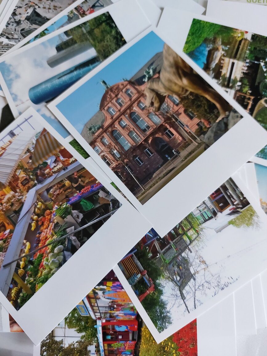Polaroidbilder mit Orten aus Frankfurt - aus einer Konversationsstunde zum Thema Stadt