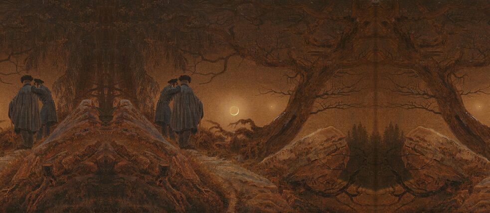 Caspar David Friedrich, Zwei Männer in Betrachtung des Mondes, 1819/20