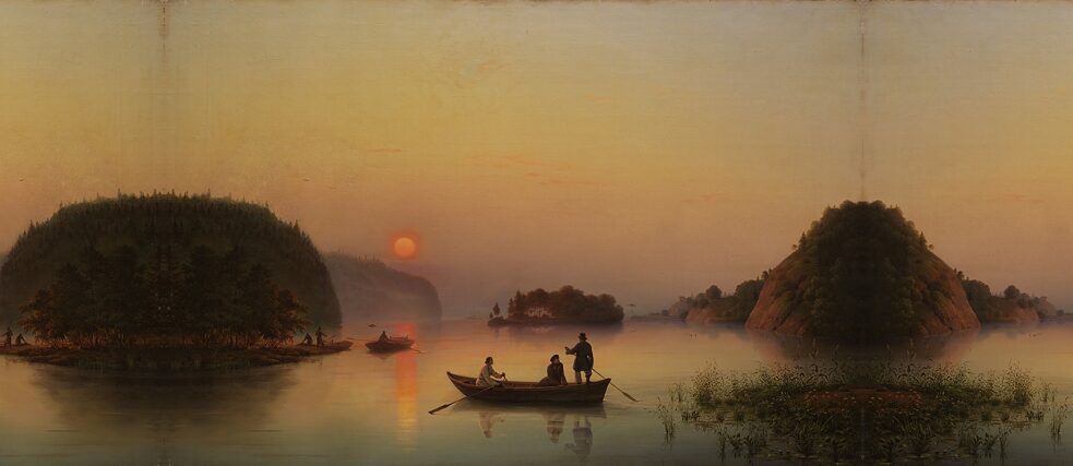 Anton Iwanow-Goluboi, Die Insel Walaam bei Sonnenuntergang, 1845