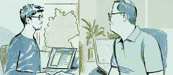 Illustration of Jan Paul Heisig (left) and Kwang Sun Joo (right) 