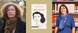 Porträts Anne Weber und Bélen Santana und Buchcover „Annette, ein Heldinnenepos“