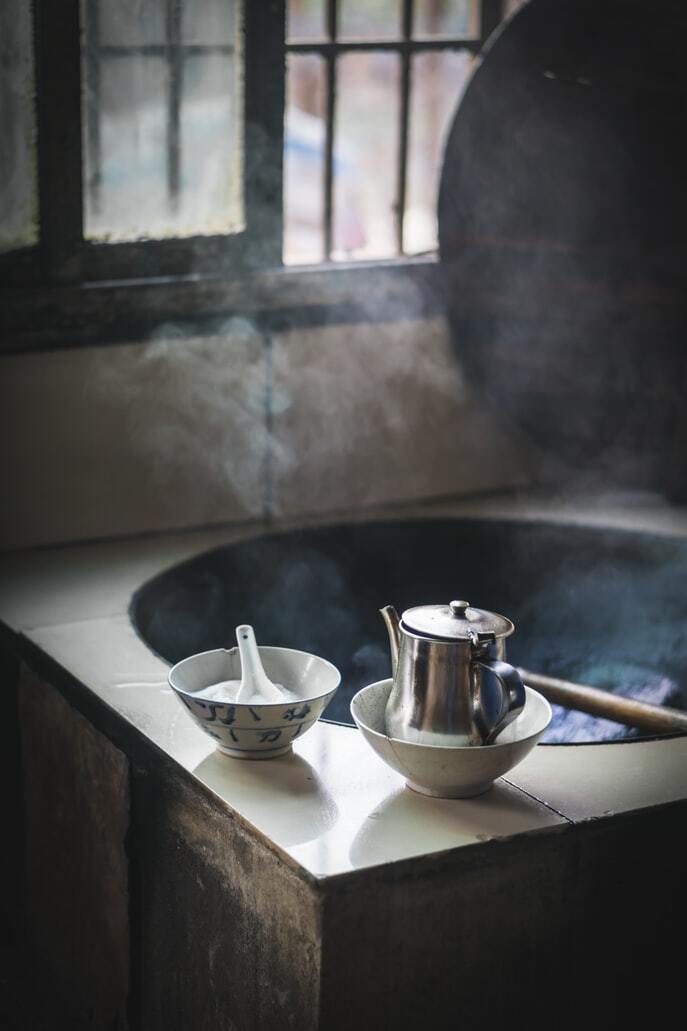 Kochstelle in einem alten Haus in Jiangxi