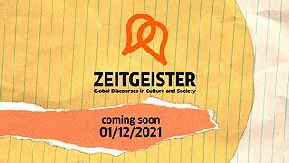 A paper background, writing that reads: Zeitgeister - Global Perspectives on Culture and Society: Coming soon 1.12.2021