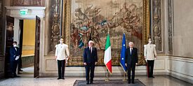 Il Presidente della Repubblica Federale Tedesca Frank-Walter Steinmeier e il Presidente della Repubblica Italiana Sergio Mattarella
