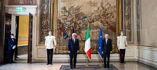 Bundespräsident Frank-Walter Steinmeier und der italienische Staatspräsident Sergio Mattarella