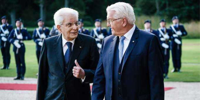 Frank-Walter Steinmeier (re.) empfängt seinen Amtskollegen Sergio Mattarella (li.) in Berlin.