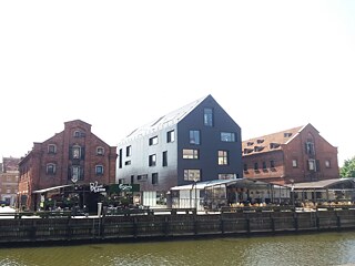 Backsteinarchitektur in Klaipėda. Speicher am Dangė-Kai. Žvejų Straße 8 und 12