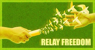 Hand reaching for another hand with doves flying between them