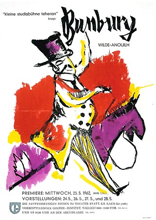 Oscar Wildes Komödie „Bunbury (Ernst sein ist alles)“ auf der kleinen Studiobühne Teheran im Mai 1962. 